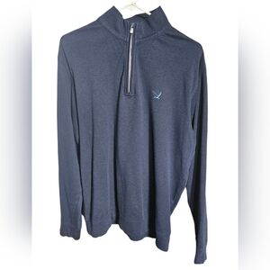 Peter Millar Blue Mock Neck 1/4  Zip Pullover Men's Size L Embroidered Bird EUC